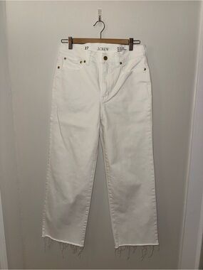 J. Crew White ‘96 Slim Wide Cropped Jeans with Raw Hem